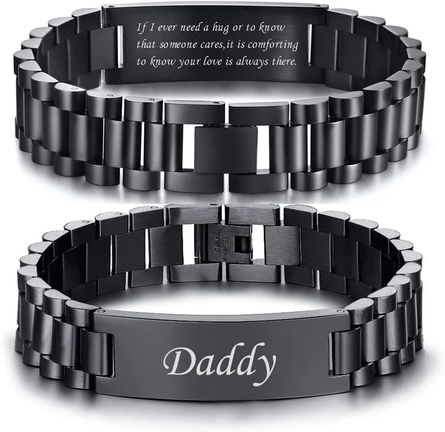VNOX Masculine Watch Band Stainless Steel Link Bracelet Personalized Jewelry Gift for Men DAD Father Husband Boyfriend