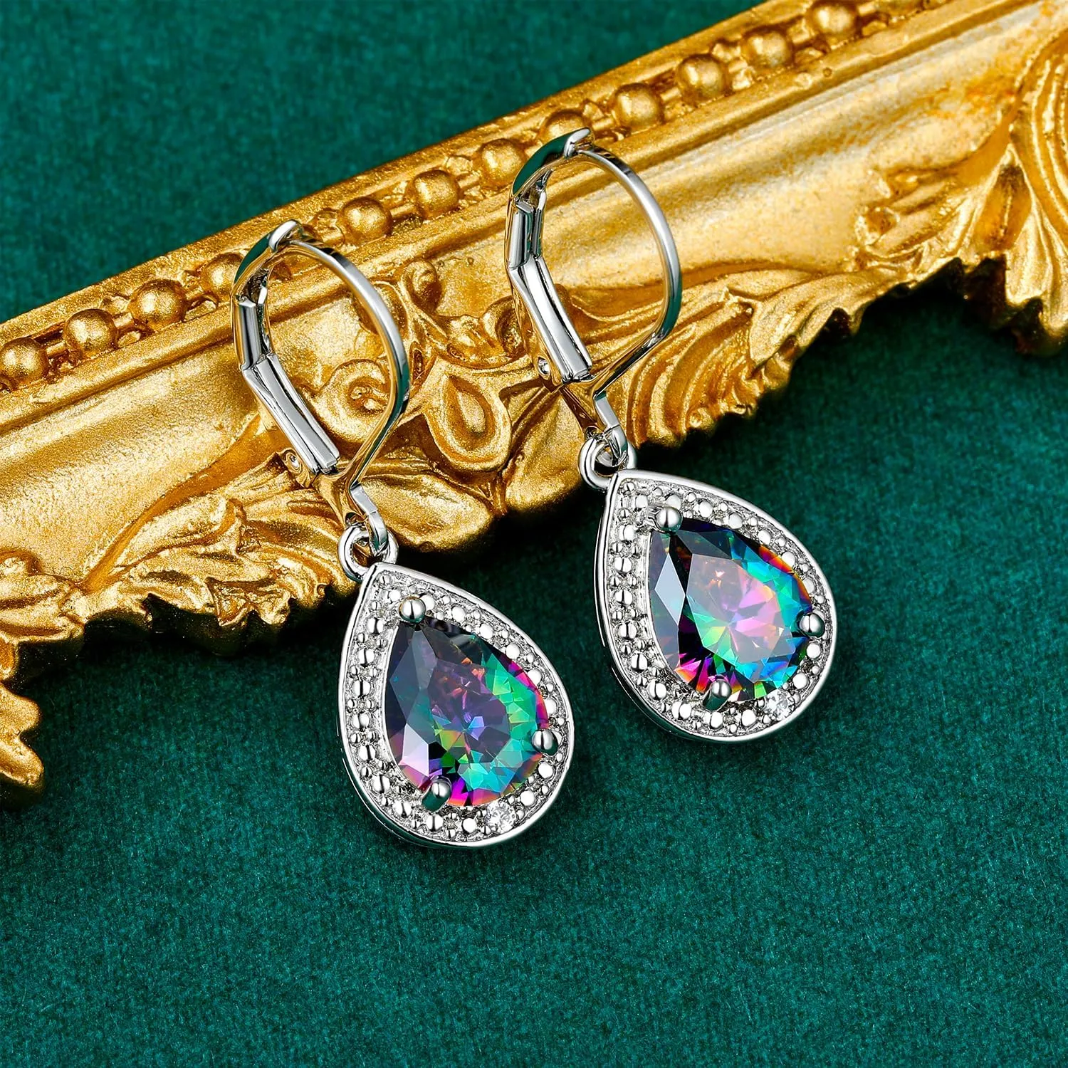 VOLUKA White Fire Opal Pendant Necklace for Women Gemstone Birthstone Jewelry Gifts for Girls 