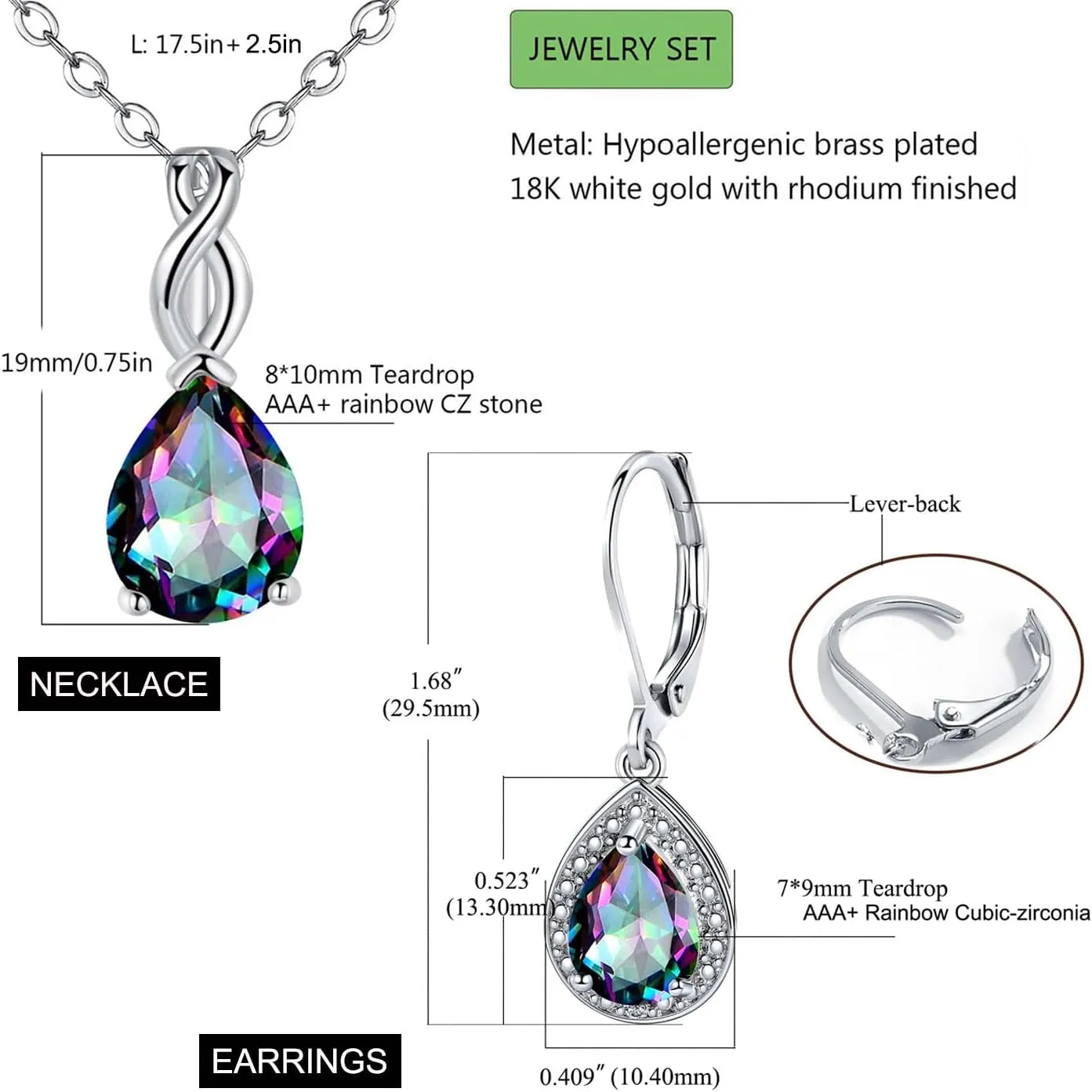 VOLUKA White Fire Opal Pendant Necklace for Women Gemstone Birthstone Jewelry Gifts for Girls 