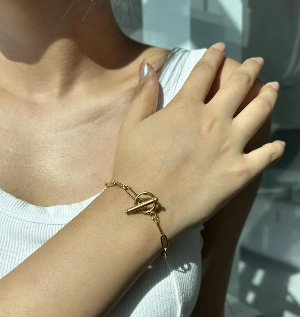 WangGao Stainless Steel OT Buckle Paperclip Link Chain Bracelet for Women Popular Minimalist Jewelry
