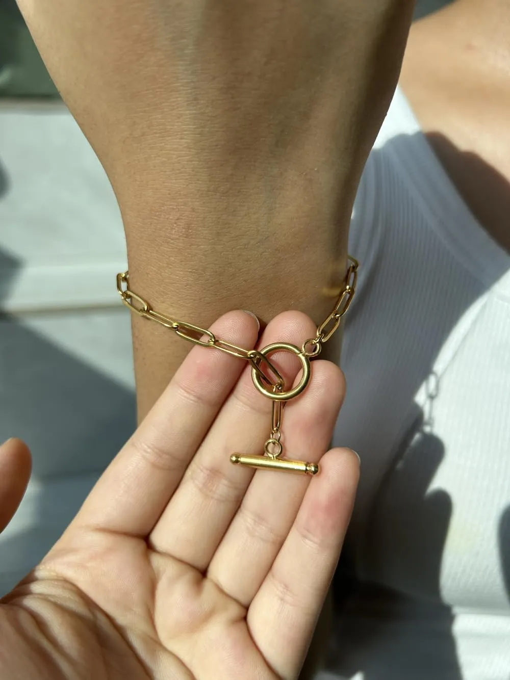 WangGao Stainless Steel OT Buckle Paperclip Link Chain Bracelet for Women Popular Minimalist Jewelry