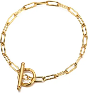 WangGao Stainless Steel OT Buckle Paperclip Link Chain Bracelet for Women Popular Minimalist Jewelry