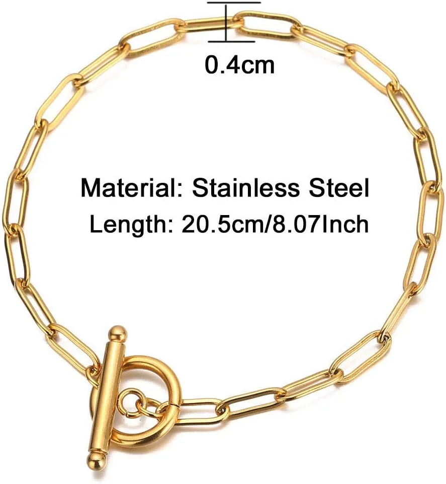 WangGao Stainless Steel OT Buckle Paperclip Link Chain Bracelet for Women Popular Minimalist Jewelry