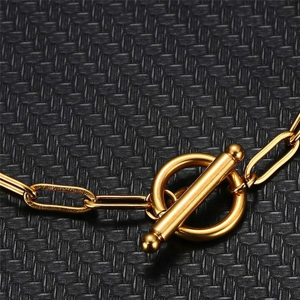 WangGao Stainless Steel OT Buckle Paperclip Link Chain Bracelet for Women Popular Minimalist Jewelry