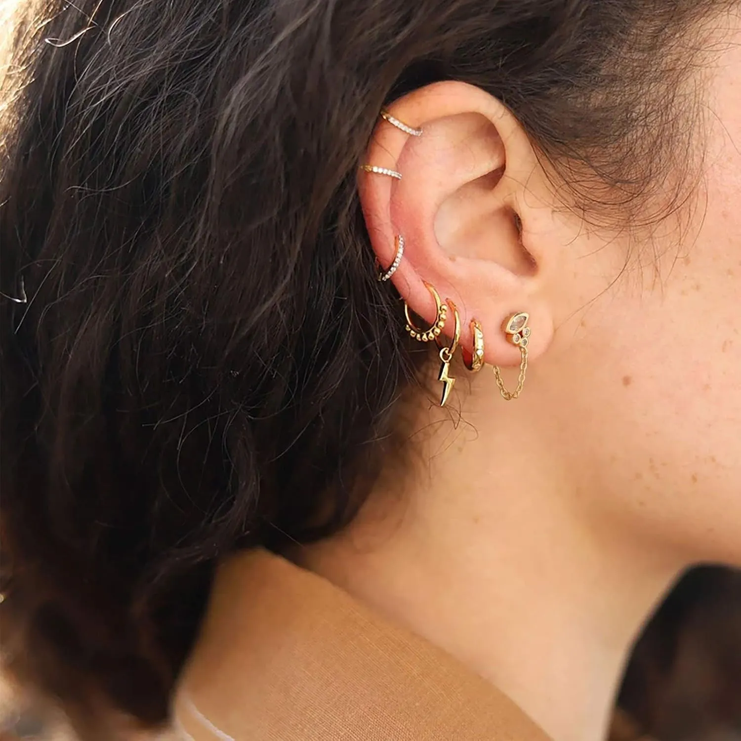 WEARON Stud Earrings for Women 14K Gold Plated Simple Hypoallergenic Small Ear Jewelry