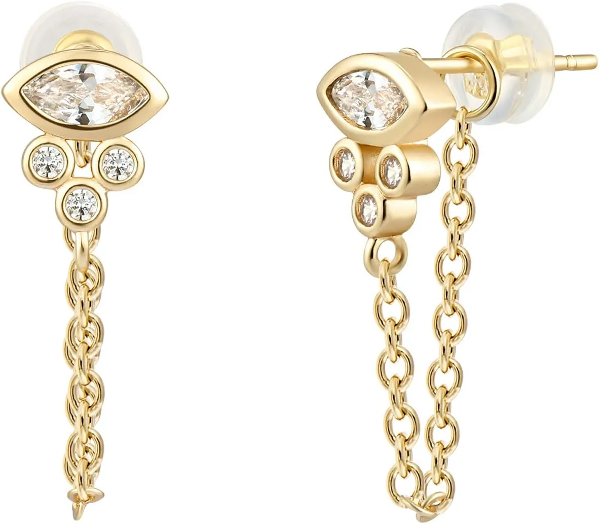 WEARON Stud Earrings for Women 14K Gold Plated Simple Hypoallergenic Small Ear Jewelry