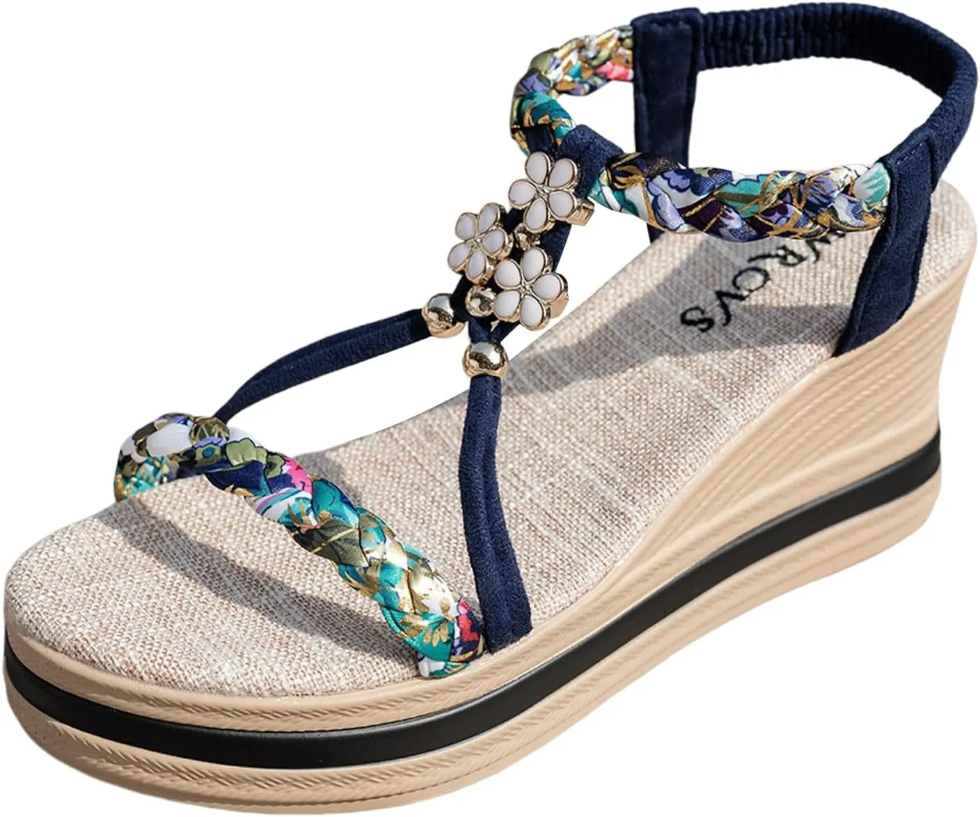 Wedge Sandals for Women Women's Platform Wedge Sandals Beach Arch Support Summer Sandal Slip on Soft Comfortable