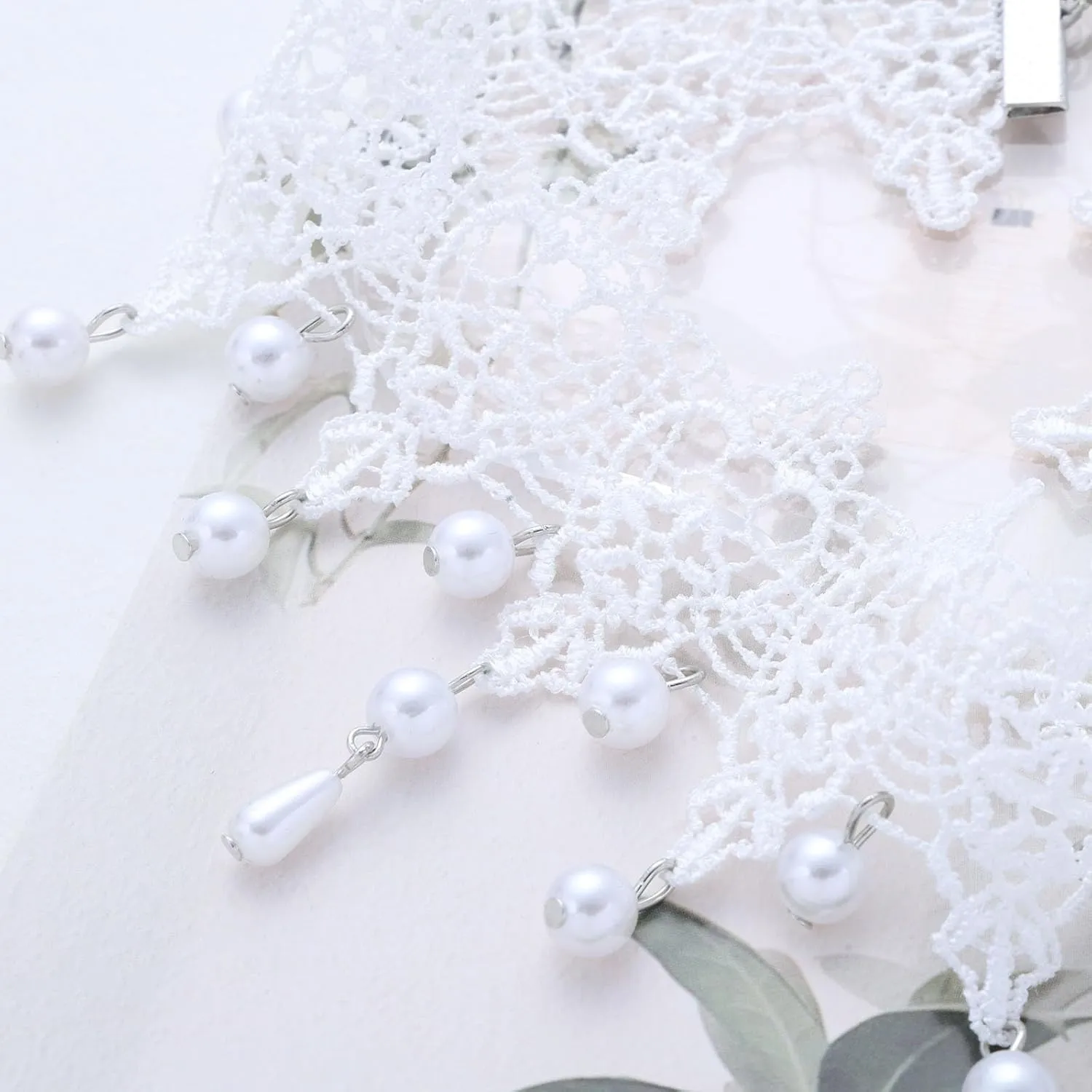 Wide Black Lace Choker Necklace Gothic Lace Pearl Tassel Necklace Short Hollow Flower Tattoo Necklaces Waterdrop Rhinestone Necklaces Halloween Wedding Party Jewelry