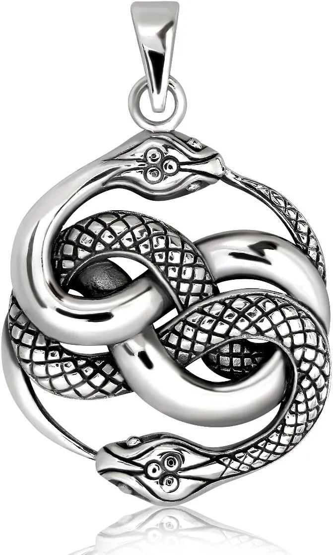 WithLoveSilver 925 Sterling Silver Ouroboros Infinity Snake Serpent Pendant