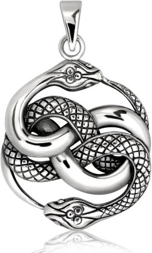 WithLoveSilver 925 Sterling Silver Ouroboros Infinity Snake Serpent Pendant