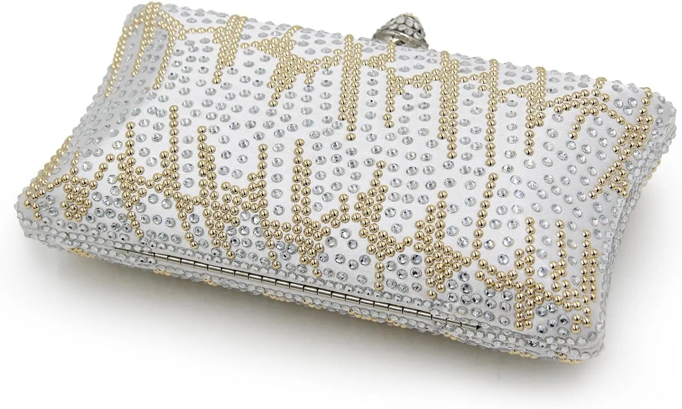 Women and Ladies Handbag Evening Clutch Bag Rhinestones Shoulder Bags for Prom Wedding Party