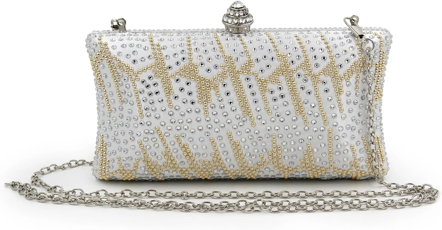 Women and Ladies Handbag Evening Clutch Bag Rhinestones Shoulder Bags for Prom Wedding Party