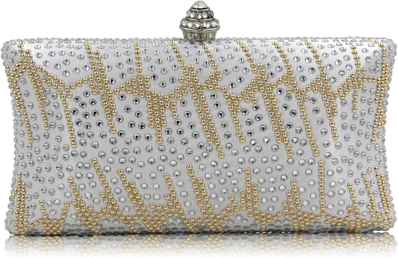 Women and Ladies Handbag Evening Clutch Bag Rhinestones Shoulder Bags for Prom Wedding Party