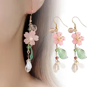 Women Butterfly Earrings Cuffs Wraps Clip Earrings Butterfly Rhinestone Jewelry Temperament Arc Ear Cuffs (Pink Flower Earrings)