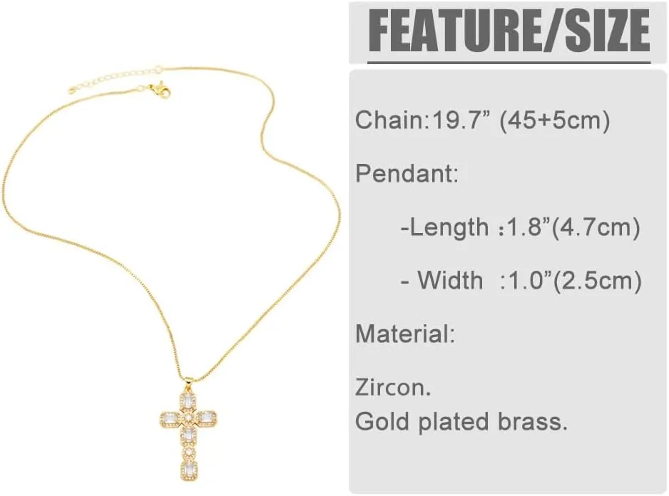 Women Crystal Cross Necklaces Multicolor Pendant Necklaces Gold Plated Religious Jewelry Nkeb775