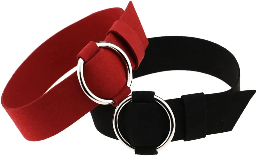 Women Gothic Velet Belt Choker Collar Necklaces Statement Circle Ring Buckle Chokers Necklaces Jewelry