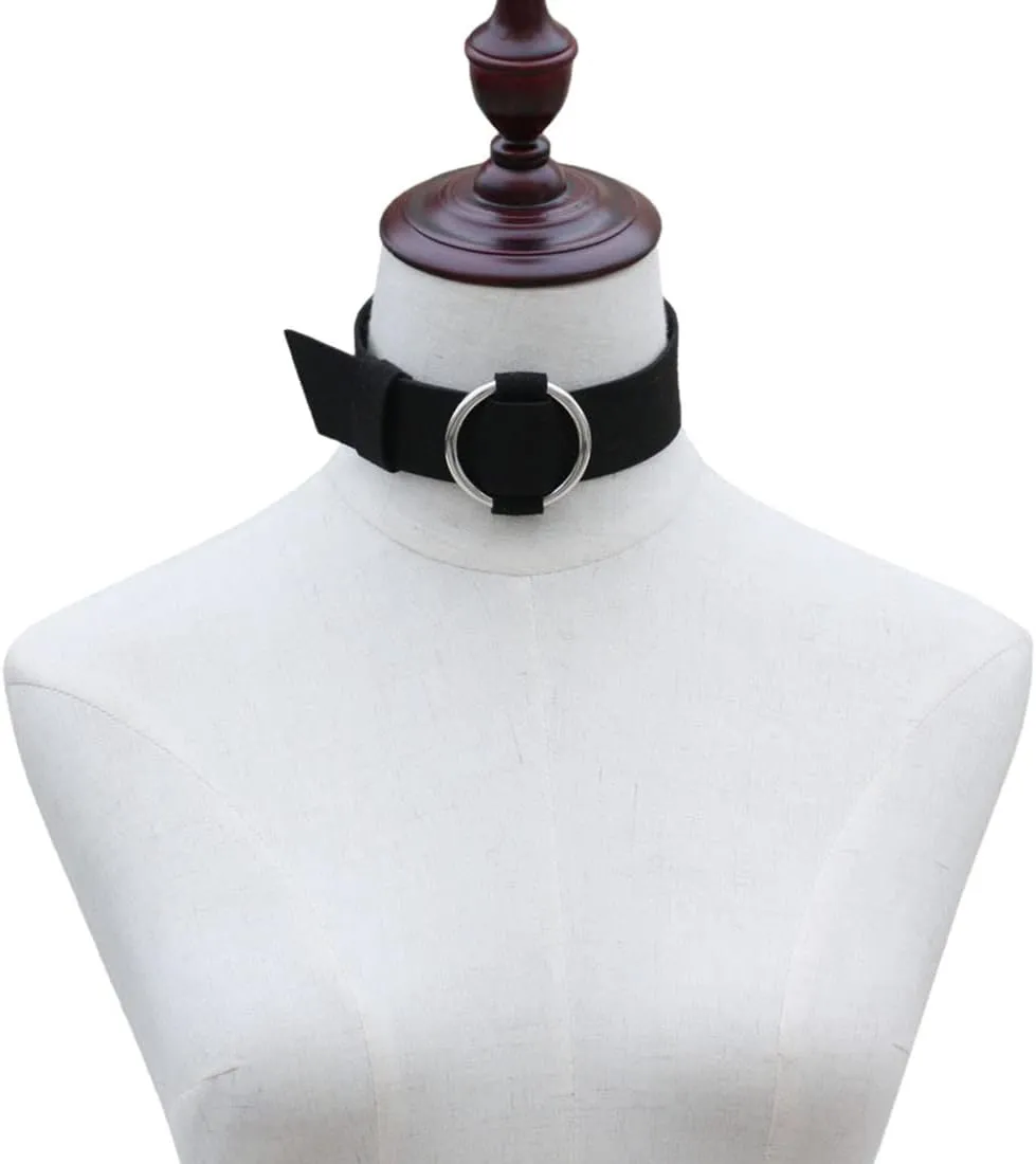 Women Gothic Velet Belt Choker Collar Necklaces Statement Circle Ring Buckle Chokers Necklaces Jewelry