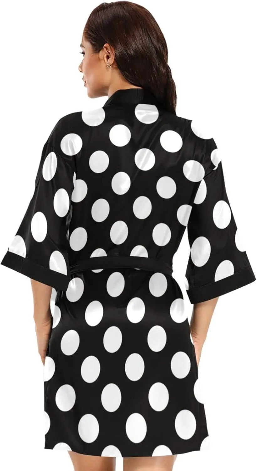 Women Kimonos Robes V Neck Bathrobe with 3/4 Sleeve