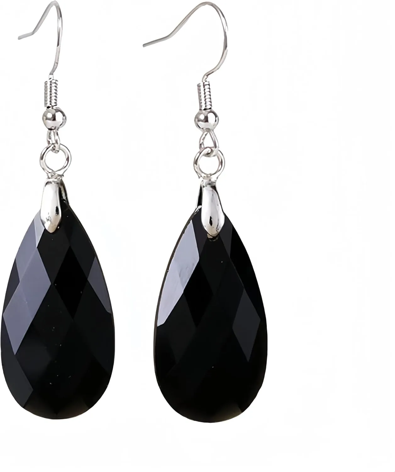 Women Natural Black Onyx Stone Earrings Boho Handmade Healing Gemstone Agate Drop Earrings Jewelry Gift for Natural Lover