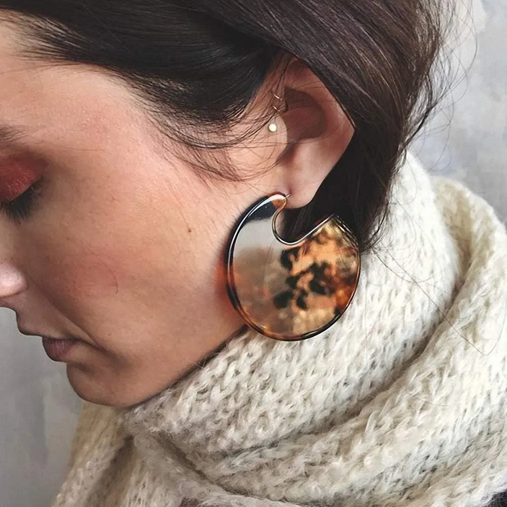 Women Party Accessories Boho Acrylic Brown Earring Statement Resin Stud Earrings
