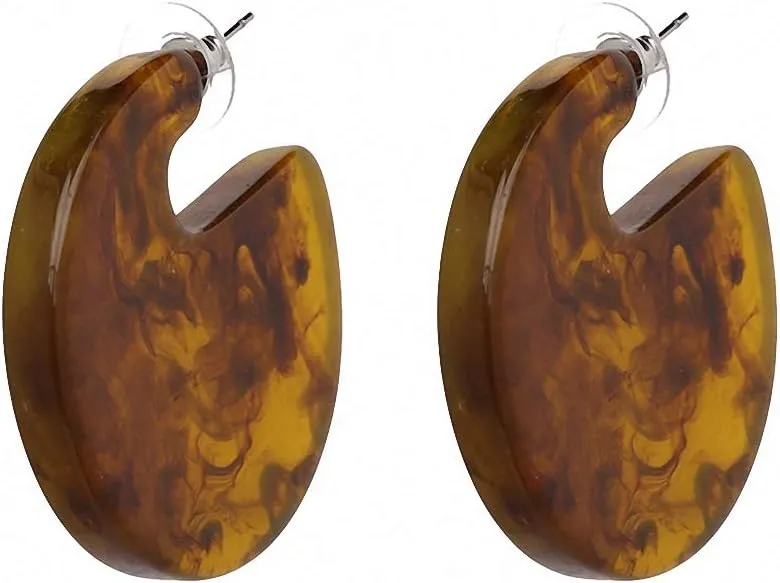 Women Party Accessories Boho Acrylic Brown Earring Statement Resin Stud Earrings