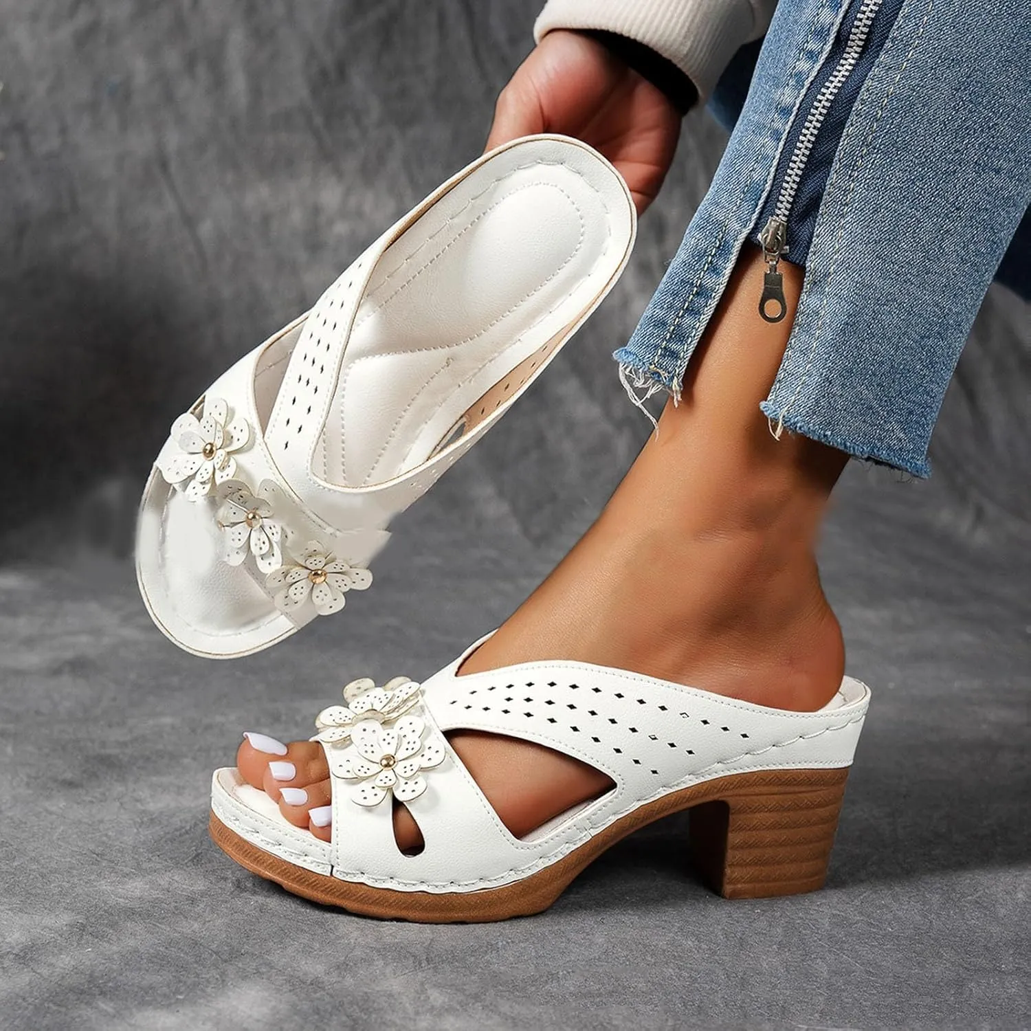 Women's Ankle Strap Dress Pump Low Chunky Heel Sandals Open Toe High Heels Cross Strappy Wedding Fishmouth Fashion Elegant Sandal Wedge 2025 Comfortable Party Pumps Beach Travel Shoes