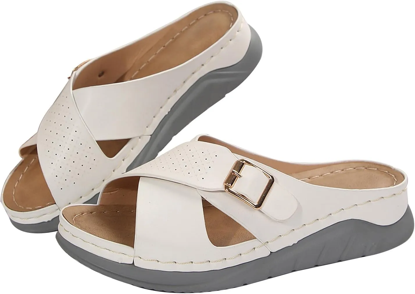 Women's Casual Summer Hollow Out Platform Wedge Sandals Slip On Orthopedic Sandals Walking Shoes