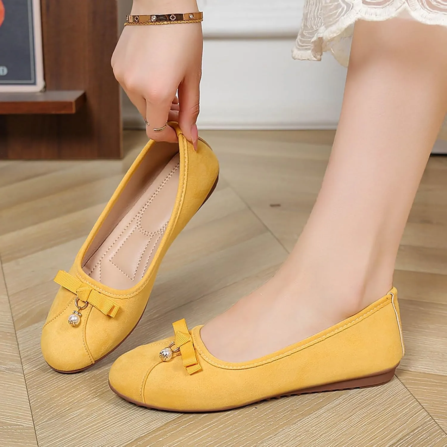 Women's Casual Wedge Shoes with Bow Detail Comfortable Slip-On Design for Daily Wear Jeans Outfit All Season