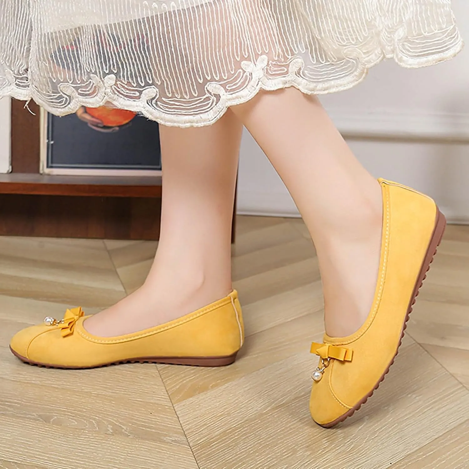 Women's Casual Wedge Shoes with Bow Detail Comfortable Slip-On Design for Daily Wear Jeans Outfit All Season