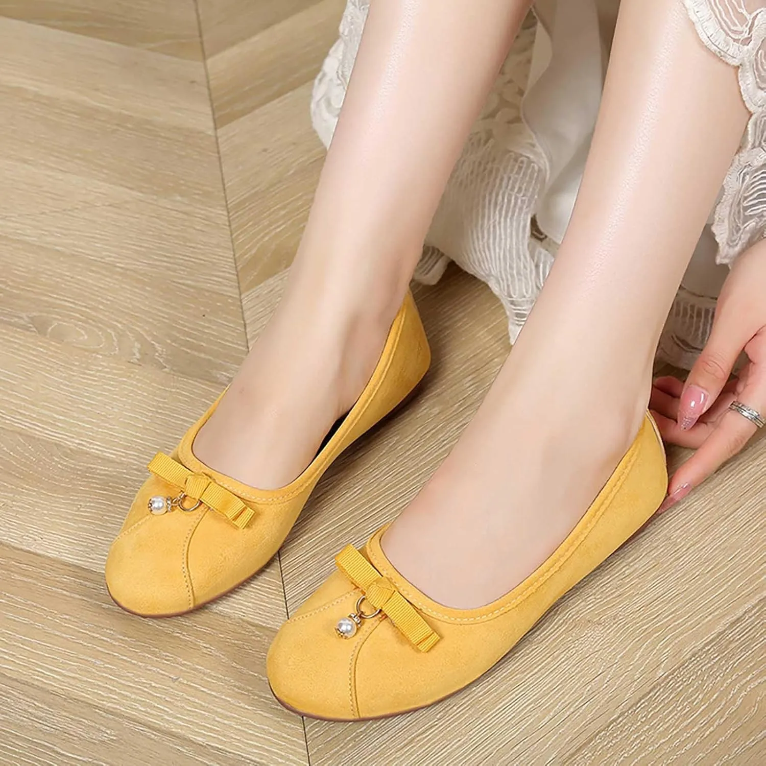 Women's Casual Wedge Shoes with Bow Detail Comfortable Slip-On Design for Daily Wear Jeans Outfit All Season