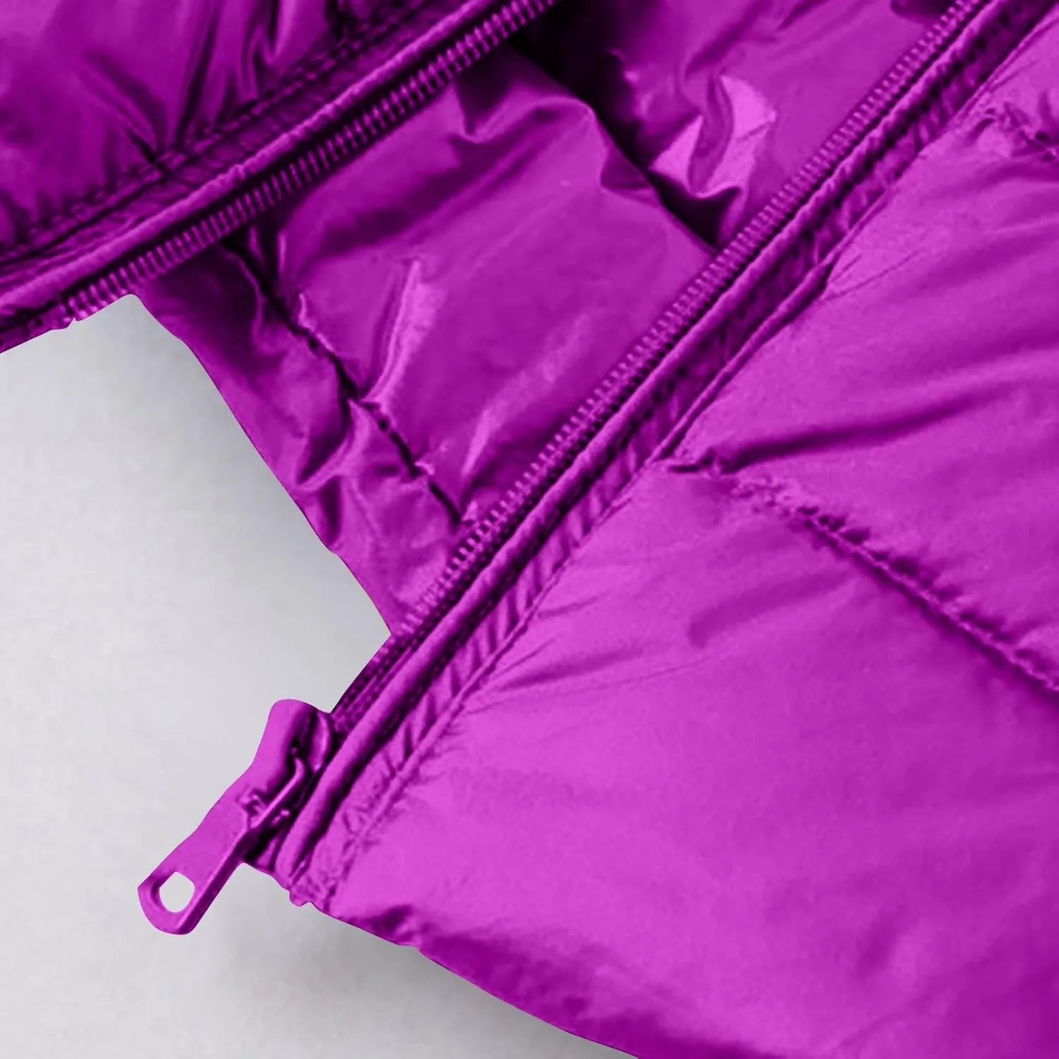 Womens Down Vest Lightweight Warm Puffer Vest Zip Up Sleeveless Solid Color Slim Fit Thermal Quilted Vest Jackets