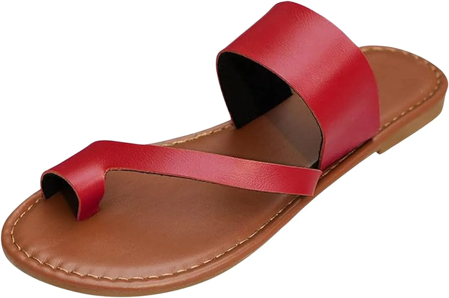 Women's Dressy Flat Sandals Comfortable Slip On Leather Slide Flip Flops for Women Lightweight Casual Walking Slippers 2025 Indoor Outdoor Arch Support Yoga Mat on Summer Beach Thong Cushion