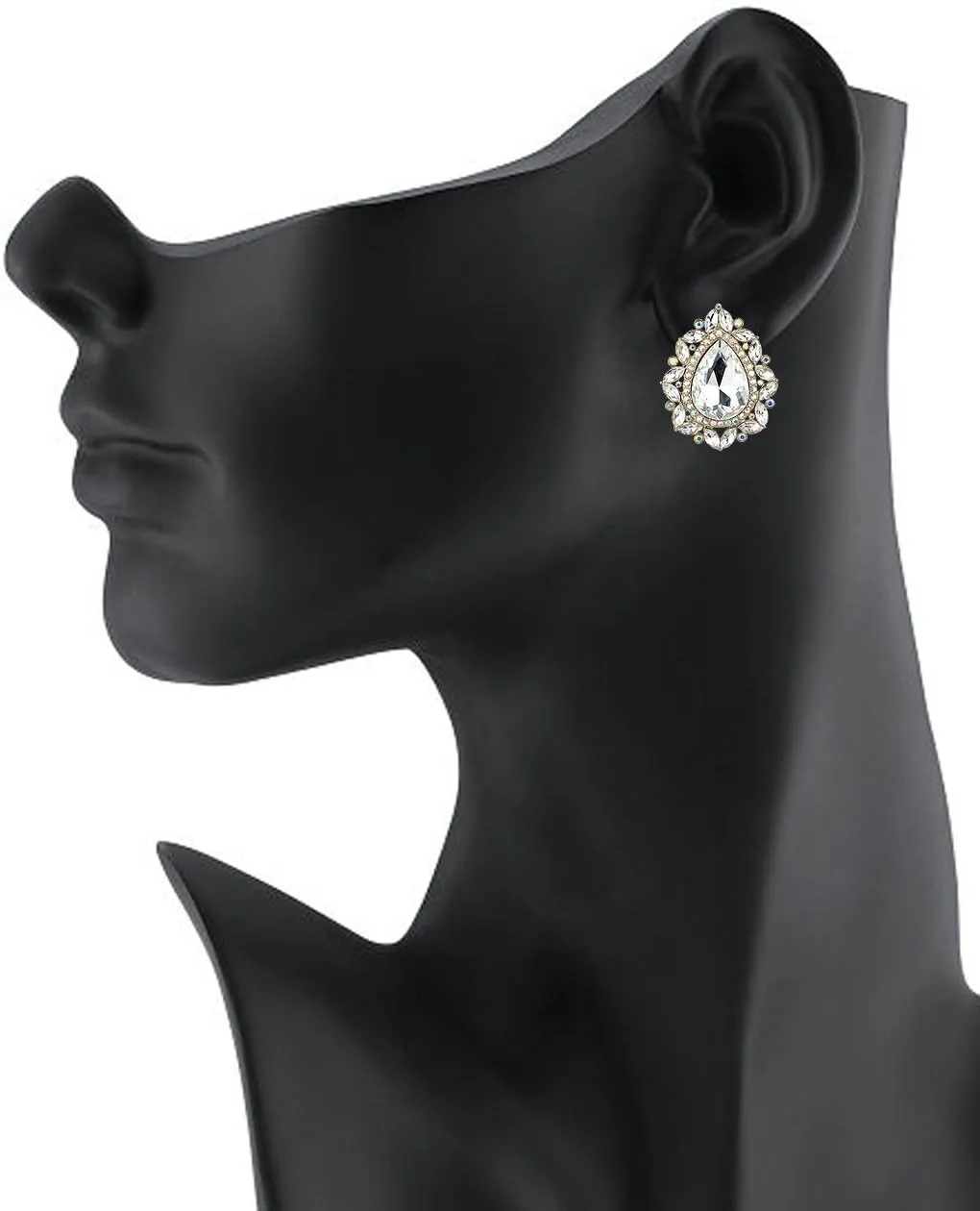 Women's Formal Gala Mini Marquise Encircle Teardrop Stone Clip On Earrings