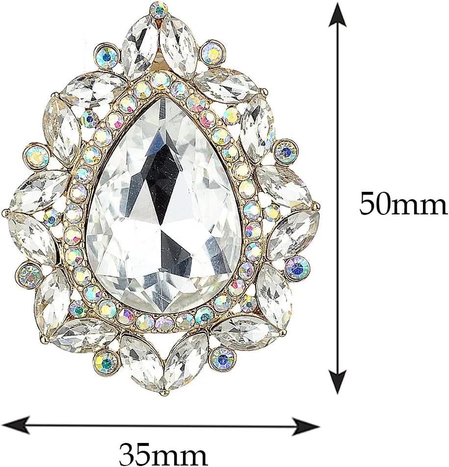 Women's Formal Gala Mini Marquise Encircle Teardrop Stone Clip On Earrings