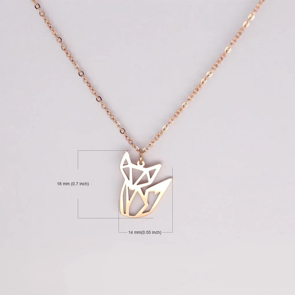 Women's Fox Necklace Cute Fox Jewelry Origami jewelry 16.5" 1.5" Extender