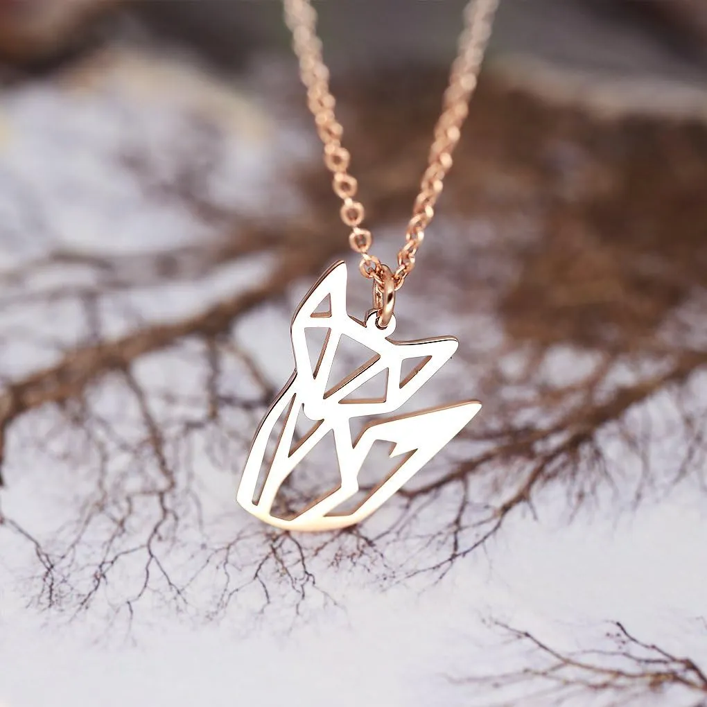 Women's Fox Necklace Cute Fox Jewelry Origami jewelry 16.5" 1.5" Extender