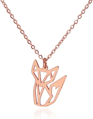 Women's Fox Necklace Cute Fox Jewelry Origami jewelry 16.5" 1.5" Extender