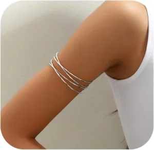 Women's Gold & Silver Minimalist Arm Cuff Bracelet