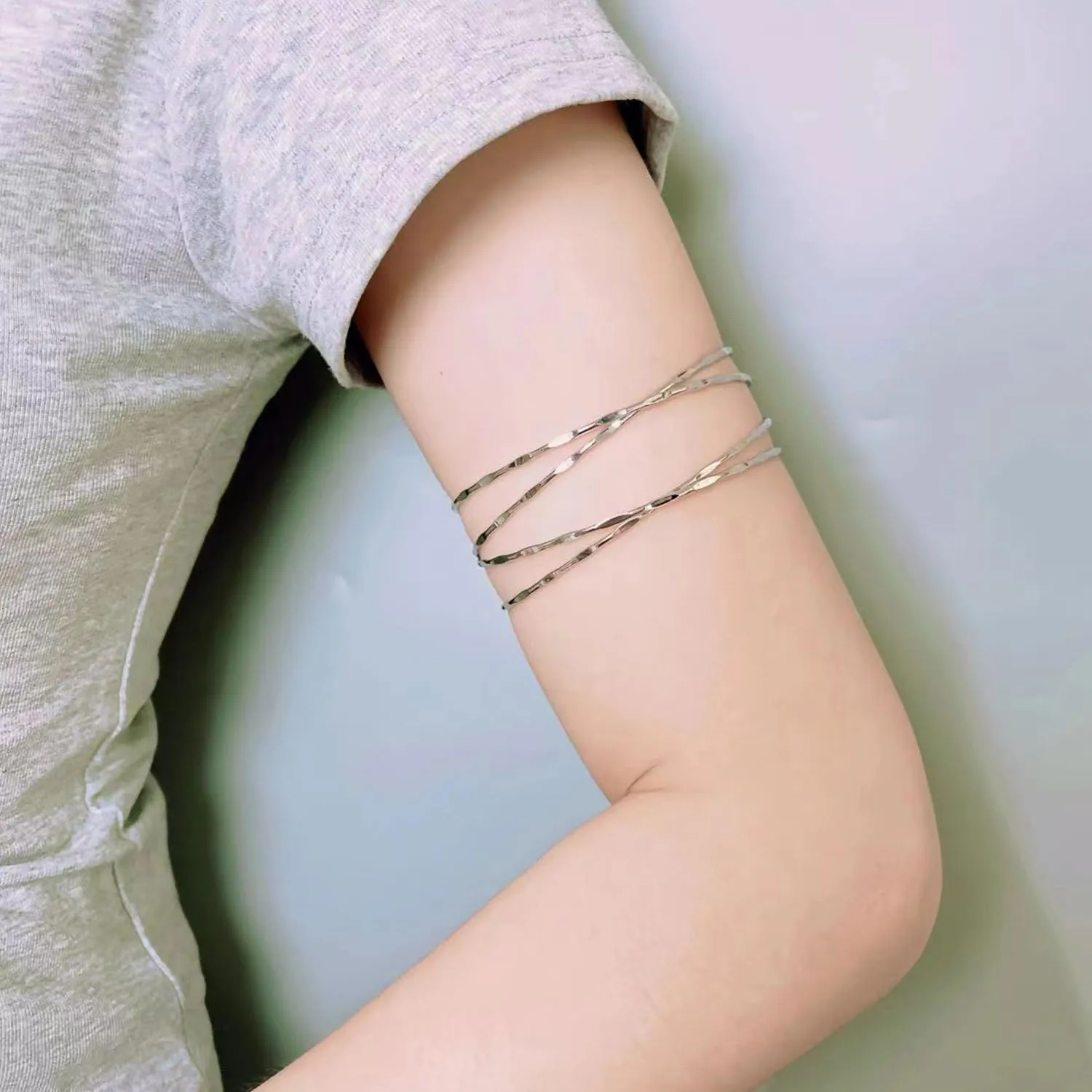 Women's Gold & Silver Minimalist Arm Cuff Bracelet