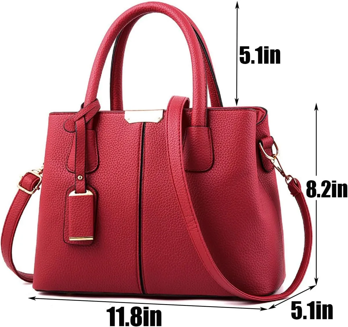 Womens Handbags and Purses Fashion Top Handle Satchel Tote PU Leather Shoulder Bags(Black
