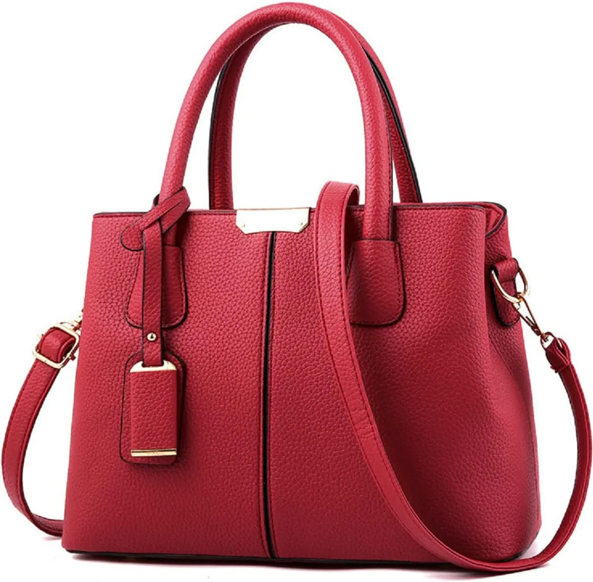 Womens Handbags and Purses Fashion Top Handle Satchel Tote PU Leather Shoulder Bags(Black