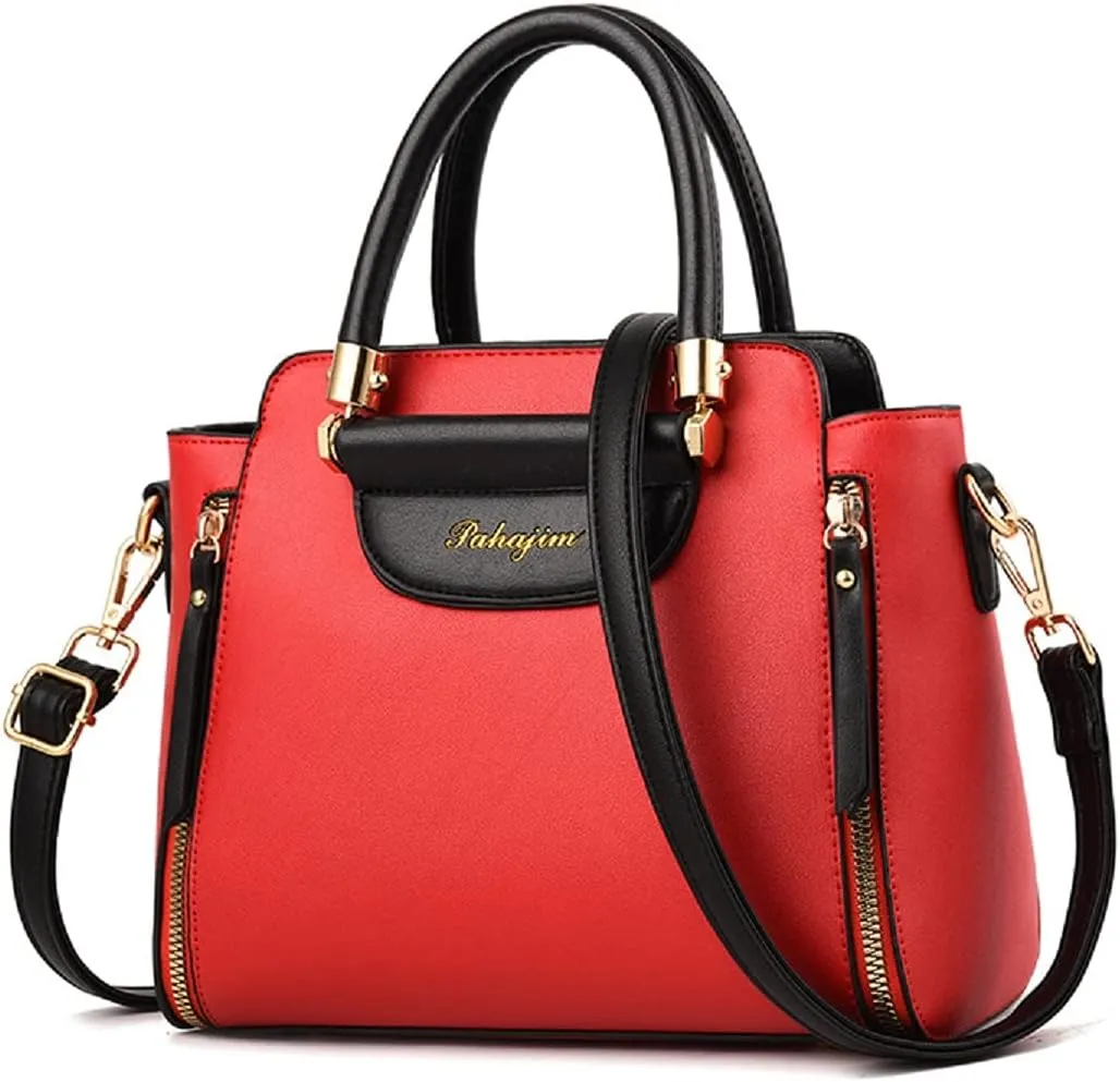 Womens Handbags and Purses Fashion Top Handle Satchel Tote PU Leather Shoulder Bags(Pink)