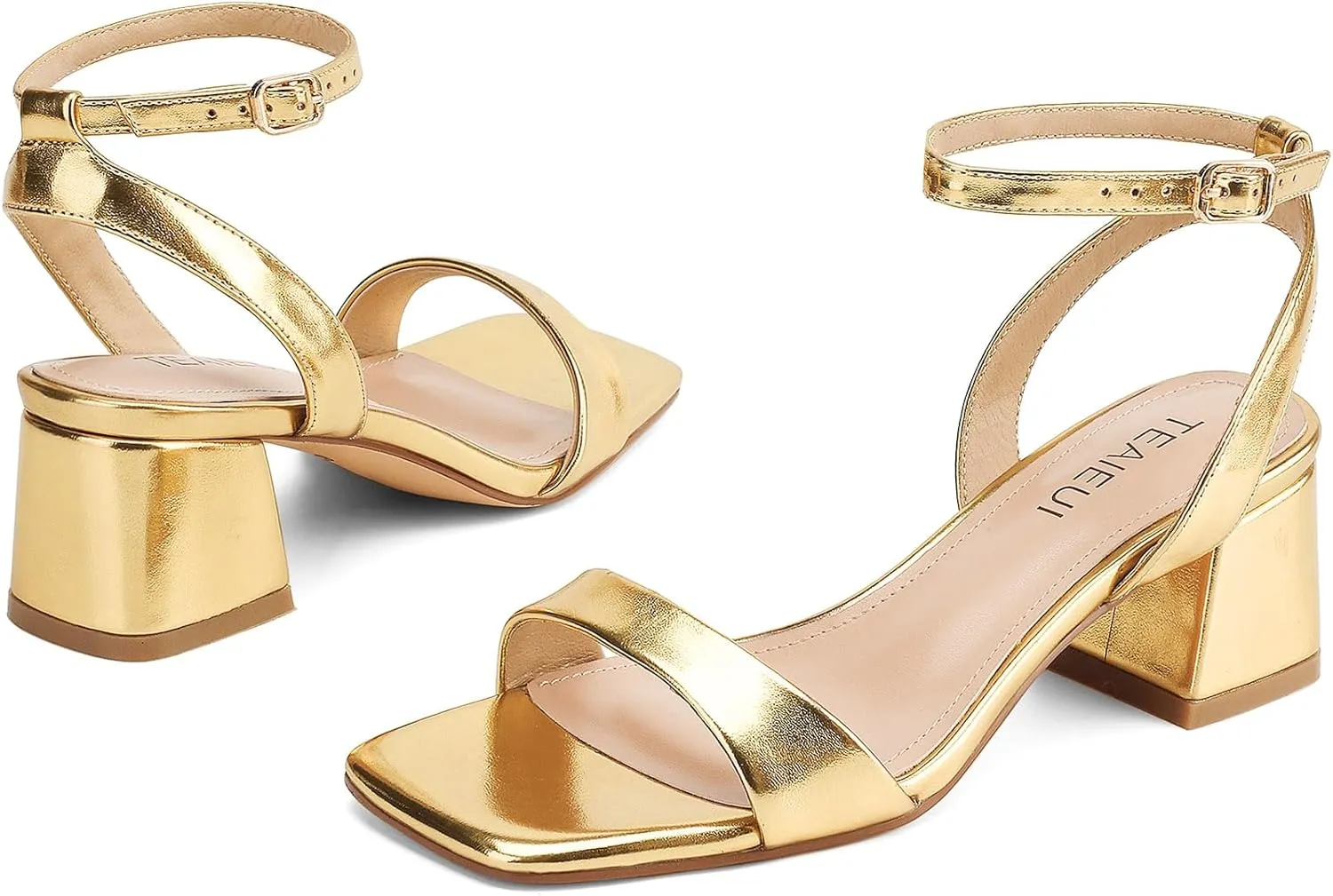 Women's Heeled Sandals Strappy Low Block Heels Chunky for Women Comfortable Ankle Strap Open Toe Party Wedding Dress Shoes for Women Dressy