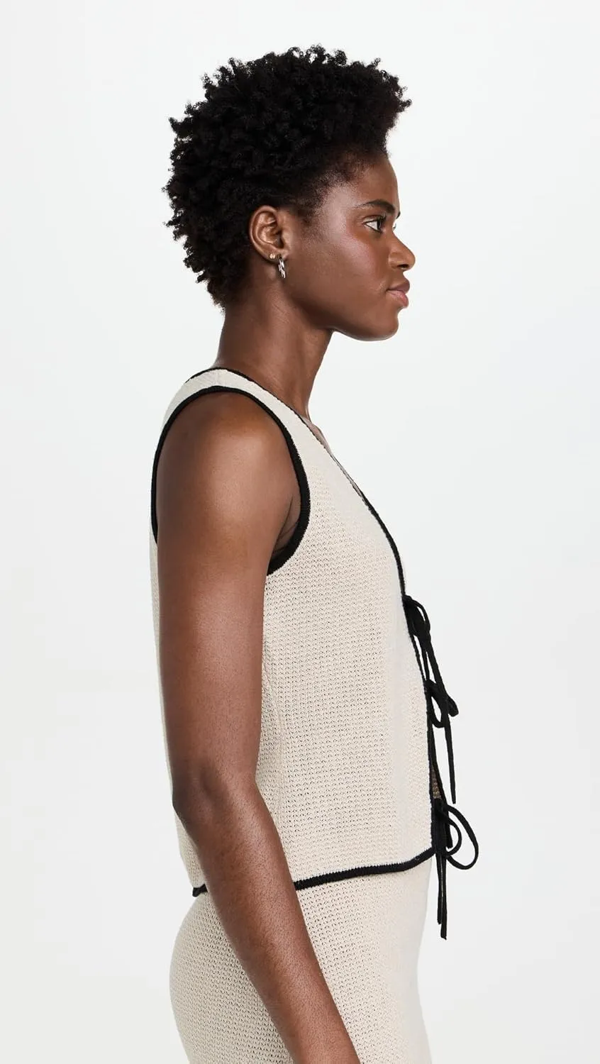 Women's Linen Knit Tie Front Tank