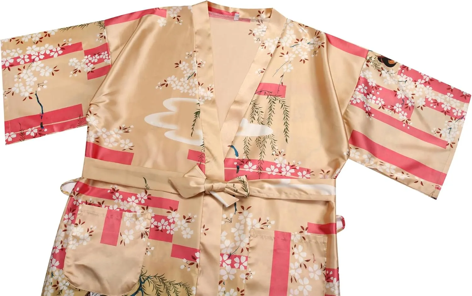 Women's Plus Size Floral Robes Long Satin Kimonos Bathrobes Patterned Long Silky Sleepwear Loungewear