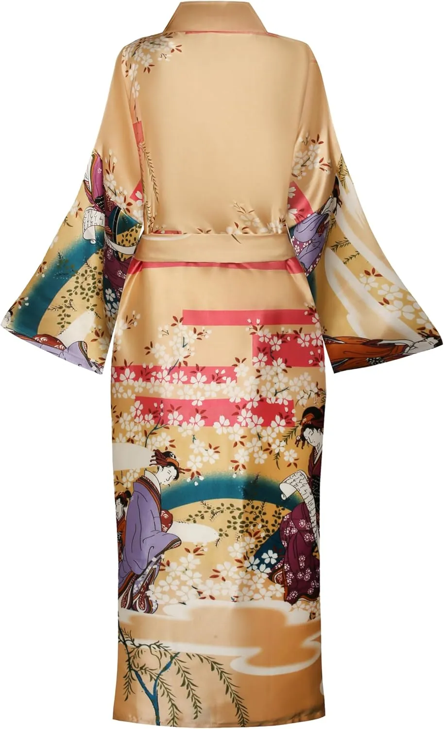 Women's Plus Size Floral Robes Long Satin Kimonos Bathrobes Patterned Long Silky Sleepwear Loungewear