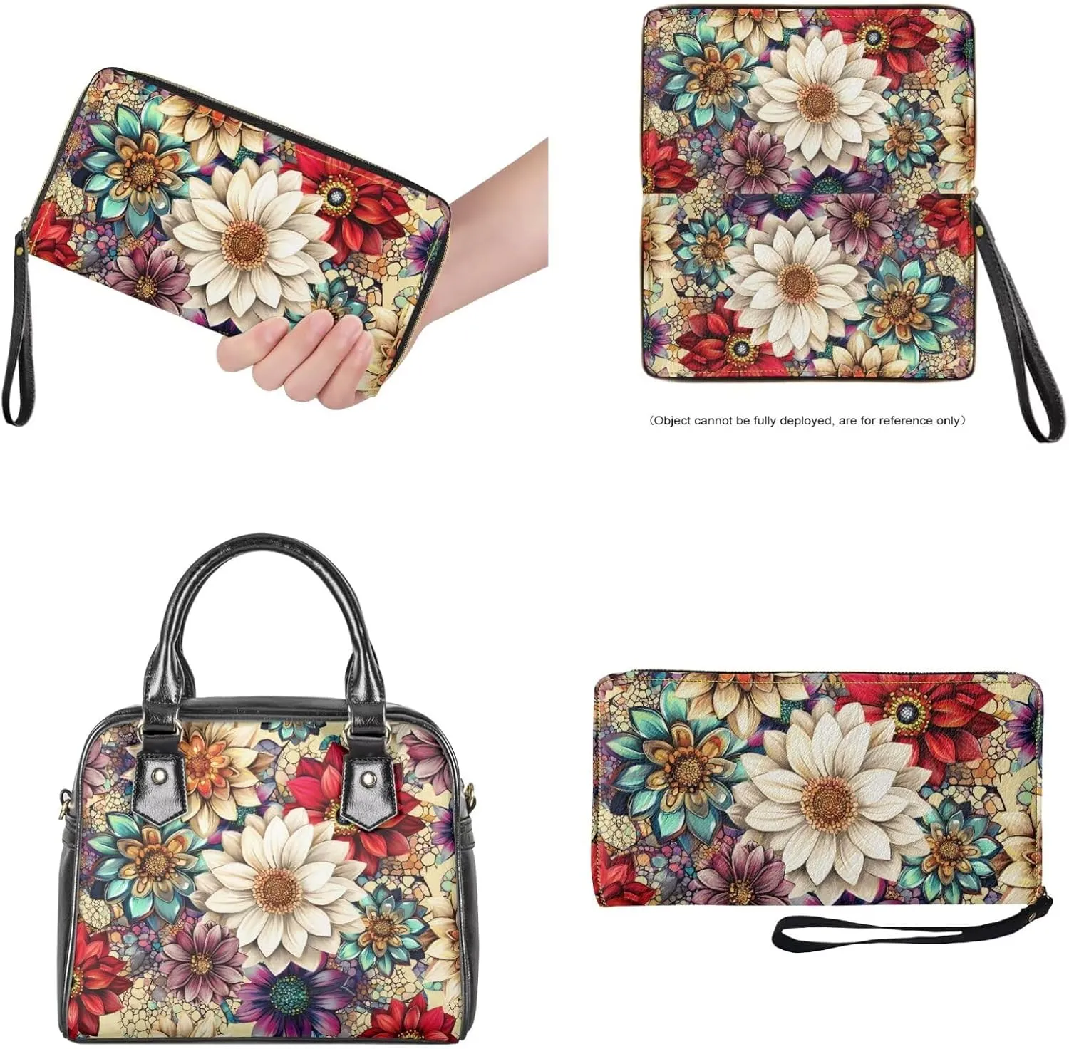 Womens Purses and Handbags Set Waterproof Top Handle Satchel Shoulder Bags with Matching Wrist Wallet