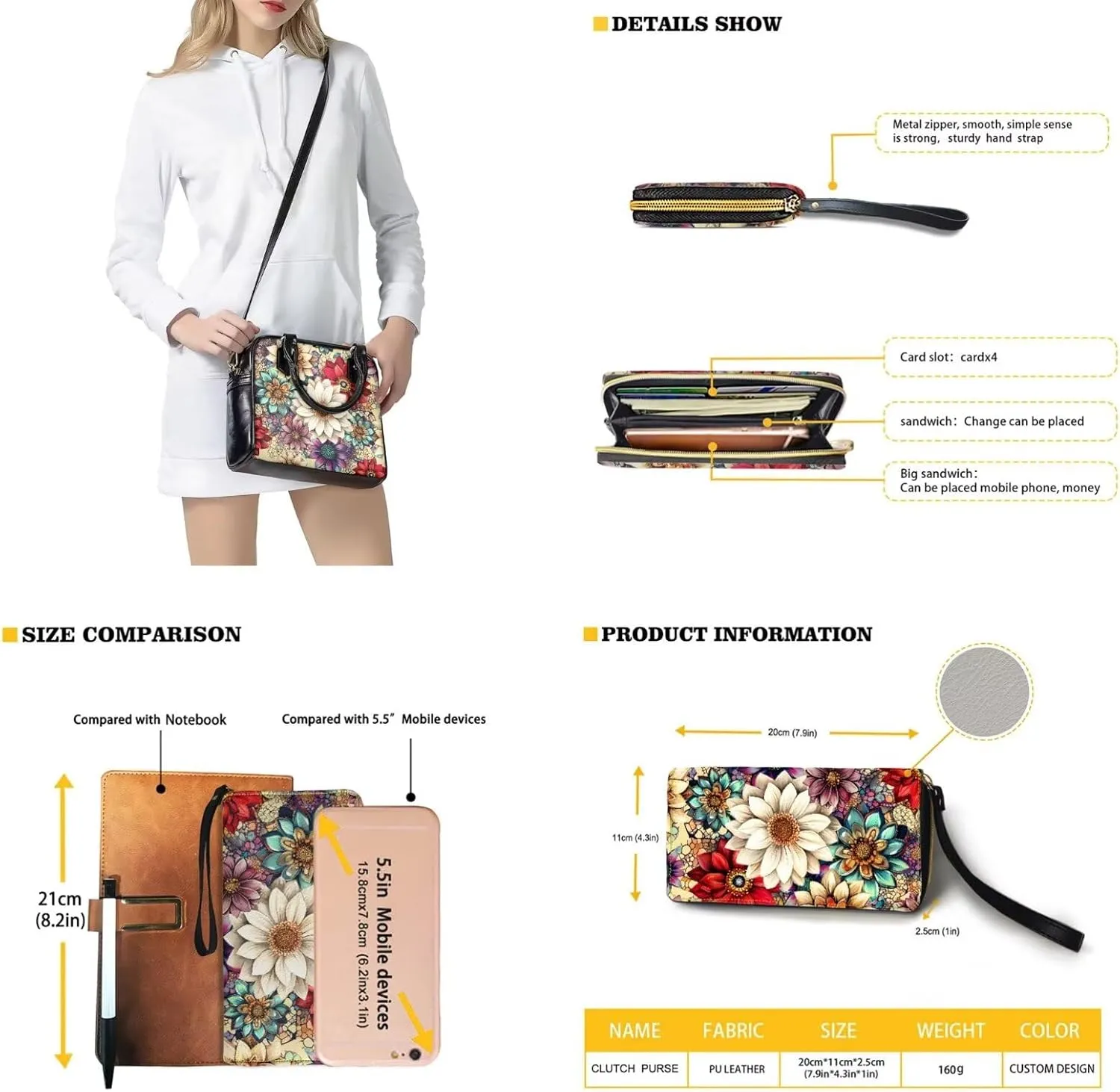 Womens Purses and Handbags Set Waterproof Top Handle Satchel Shoulder Bags with Matching Wrist Wallet