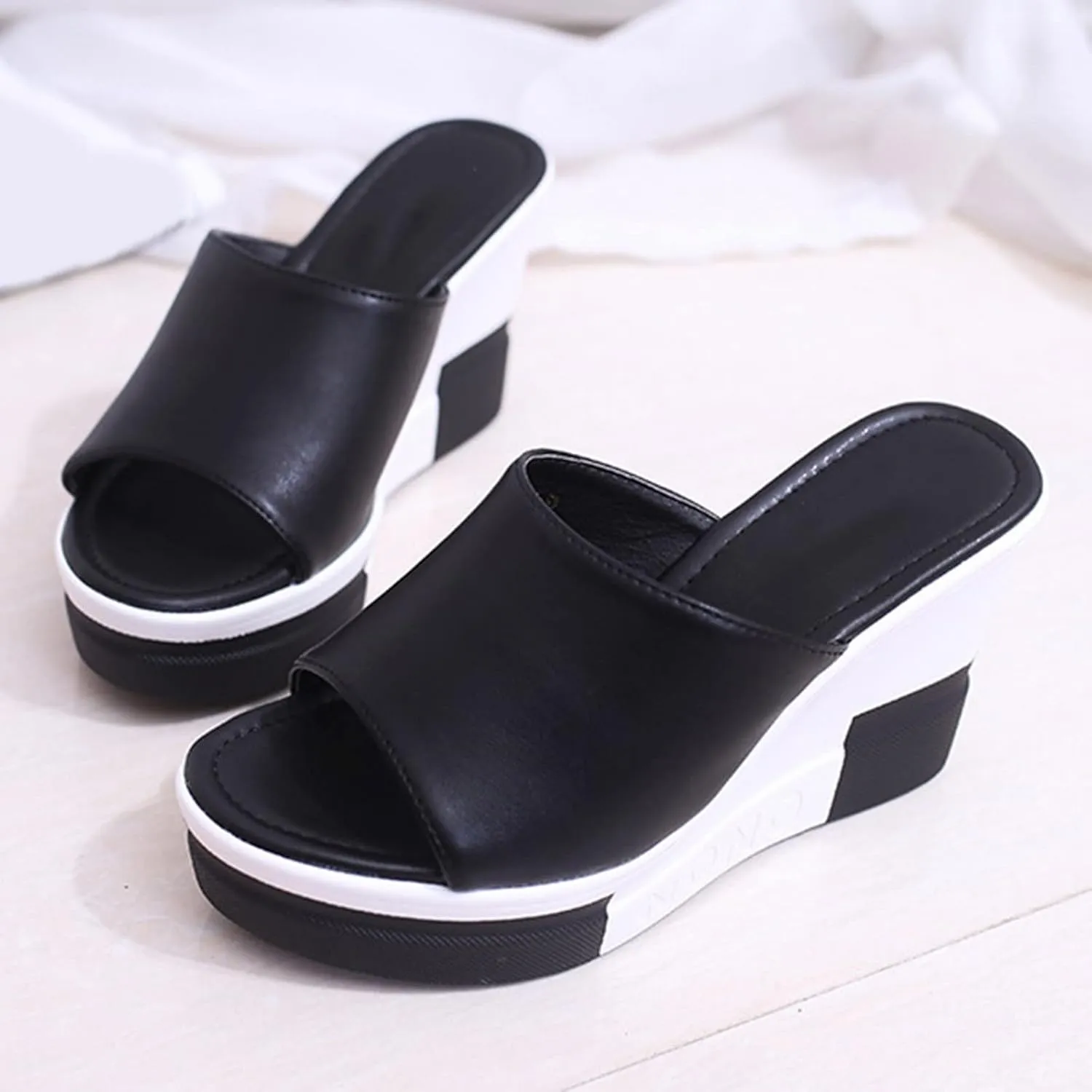 Womens Sandals Dressy Cute Retro Slip on Slippers Casual Fashion Summer Outdoor Lightweight Platform Wedge Sandal