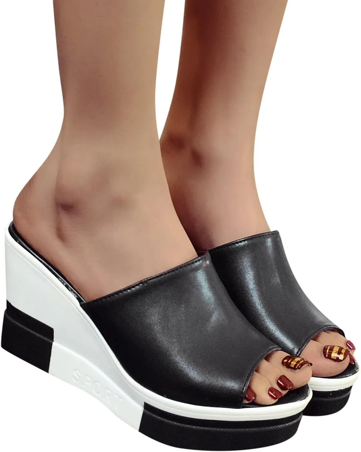 Womens Sandals Dressy Cute Retro Slip on Slippers Casual Fashion Summer Outdoor Lightweight Platform Wedge Sandal